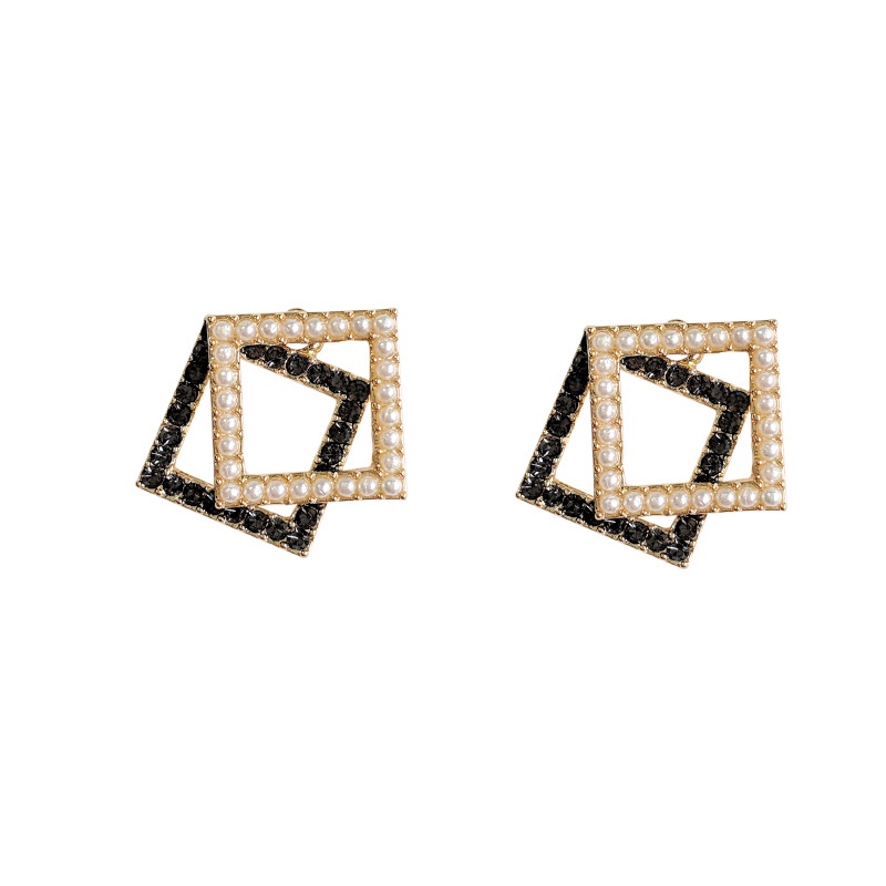 Bông Tai Ngọc Trai Hình Vuông Phong Cách Hàn Quốc Cho Nữ