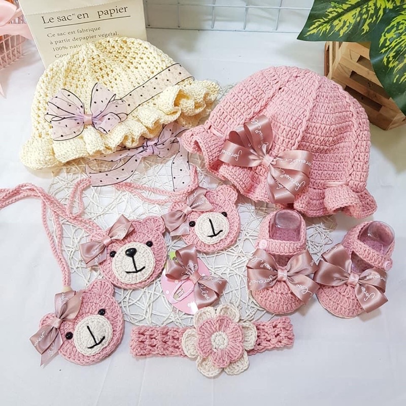 Sét mũ giày nơ hồg cho bé gái