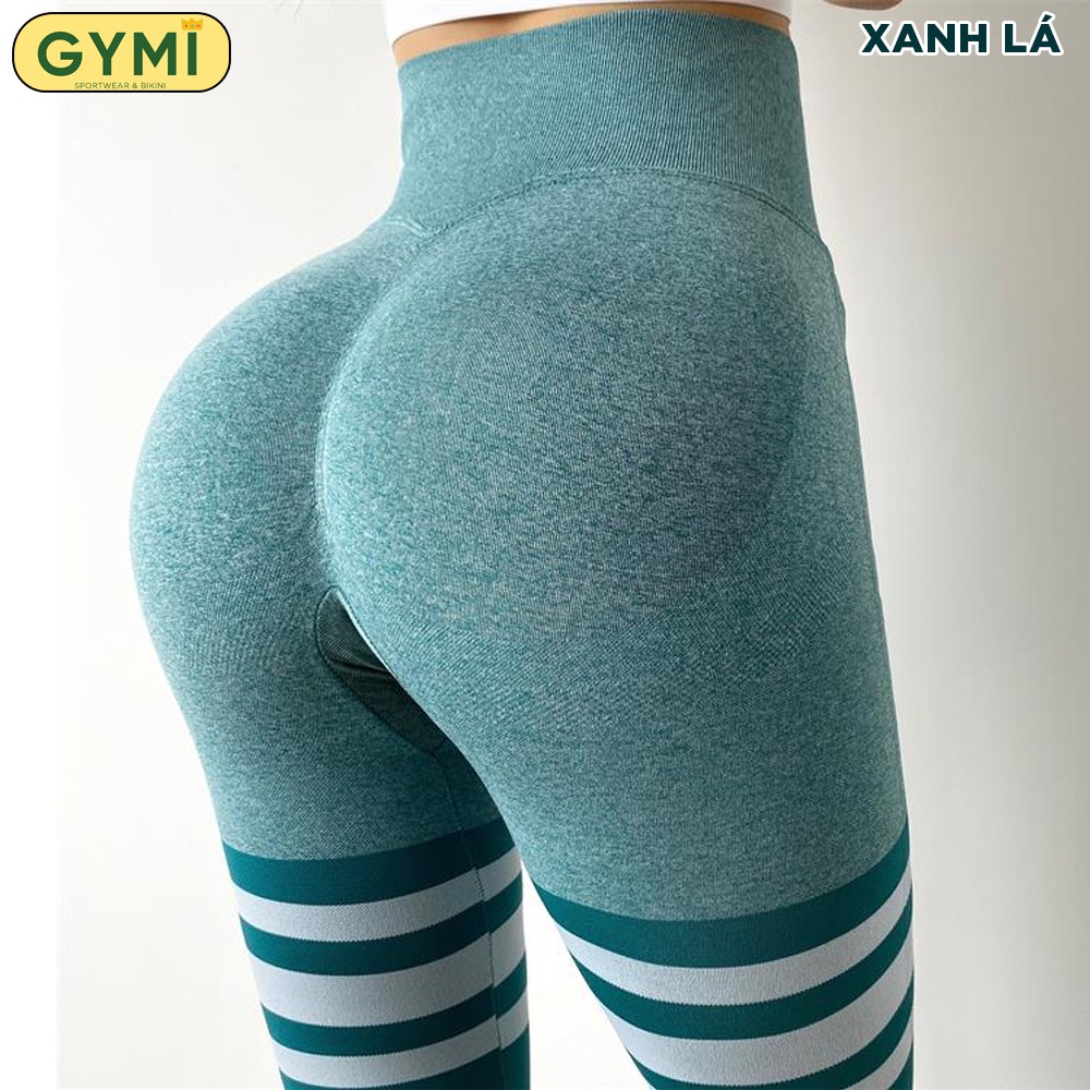 Quần tập gym nữ chun mông GYMI QD35 Mitao Girl dáng legging cạp cao nâng mông tập thể thao yoga rumba màu vạch chân