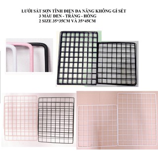 LƯỚI SẮT SƠN TĨNH ĐIỆN ĐEN CHỐNG GỈ SÉT - 35*45CM - LẮP RÁP ĐA NĂNG LÀM KỆ SÁCH - KỆ TRANG TRÍ - CHUỒNG QUÂY THÚ CƯNG