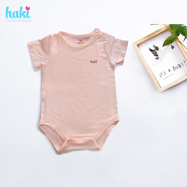 Set bodychip cộc tay vải Modal cho bé sơ sinh (4-12kg), bodysuits cho bé, bộ body chính hãng HAKI BM008