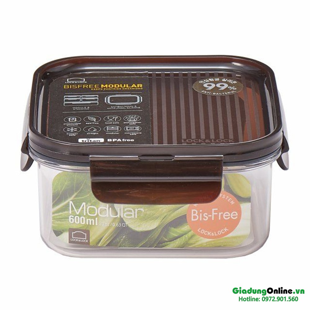 Hộp Bảo Quản Thực Phẩm Nhựa Tritan Lock&amp;Lock Bisfree Modular LBF451 600ml - Larva Store