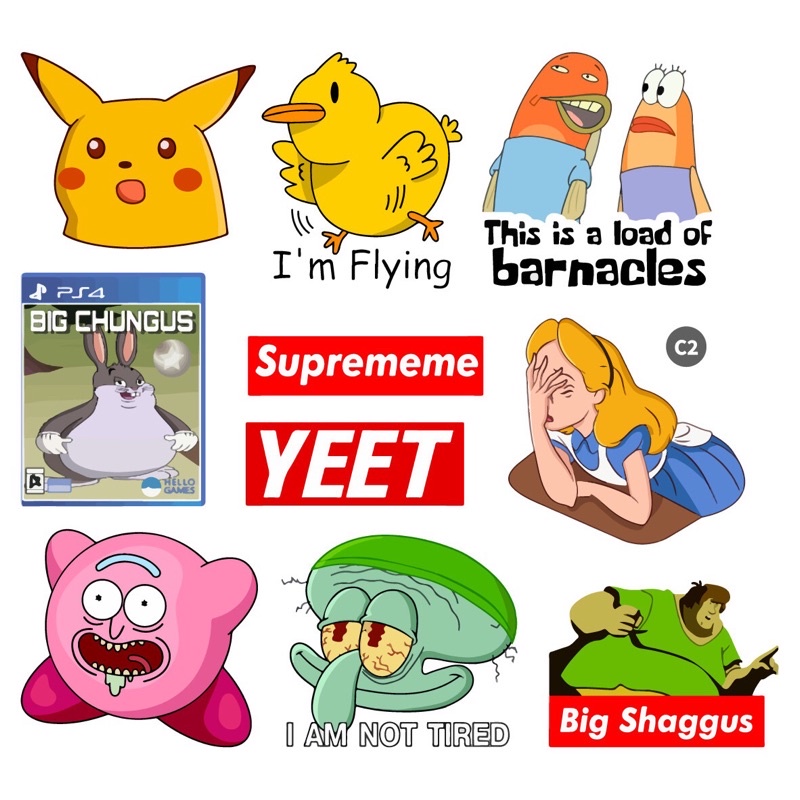 Bộ 10 Sticker dán cao cấp chủ đề MEMES - Dùng dán Xe, dán mũ bảo hiểm, dán Laptop, dán Vali NT43