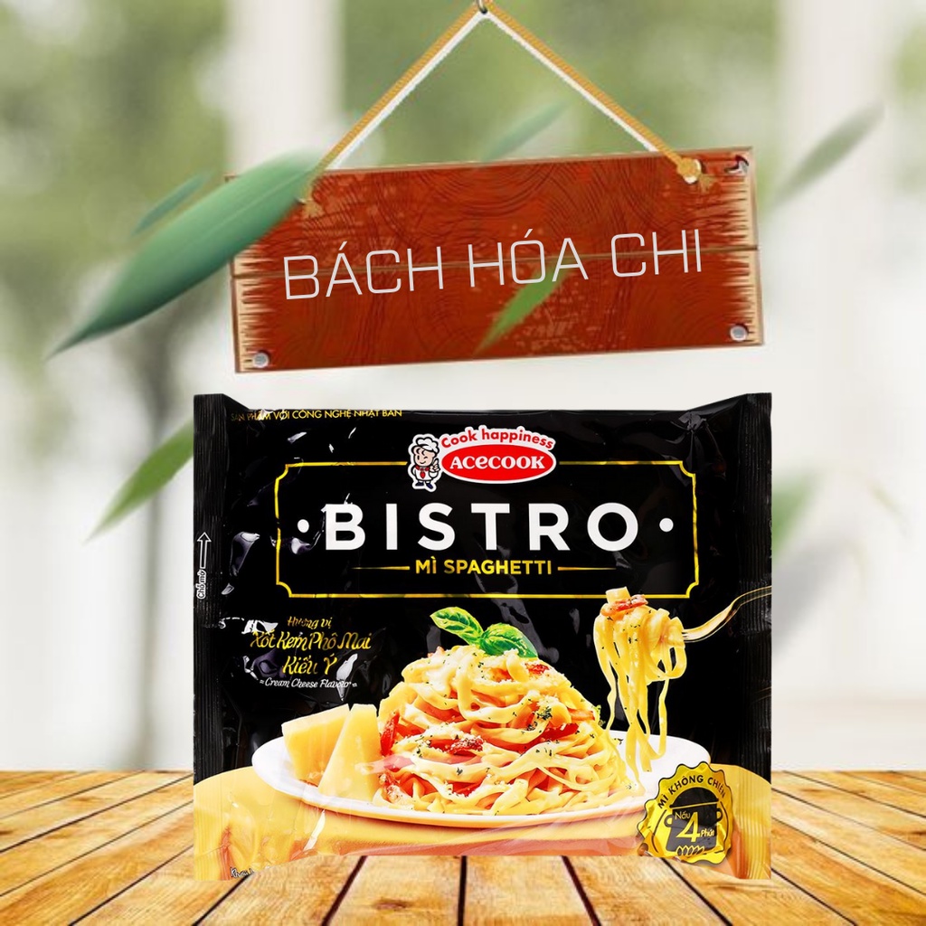 Thùng 24 gói Mì spaghetti Bistro hương vị xốt kem phô mai kiểu Ý gói 100g