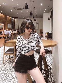 Áo crtop chữ