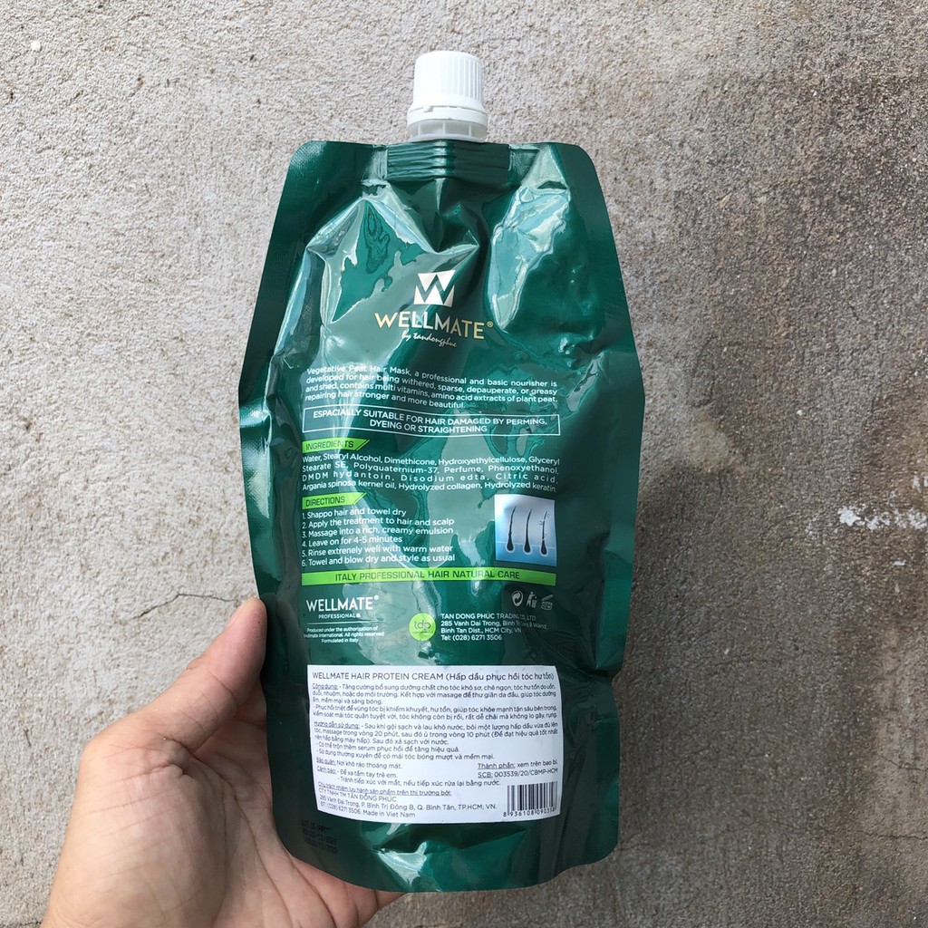 KEM HẤP WELLMATE HAIR PROTEIN CREAM ARGAN COLLAGEN 500ML