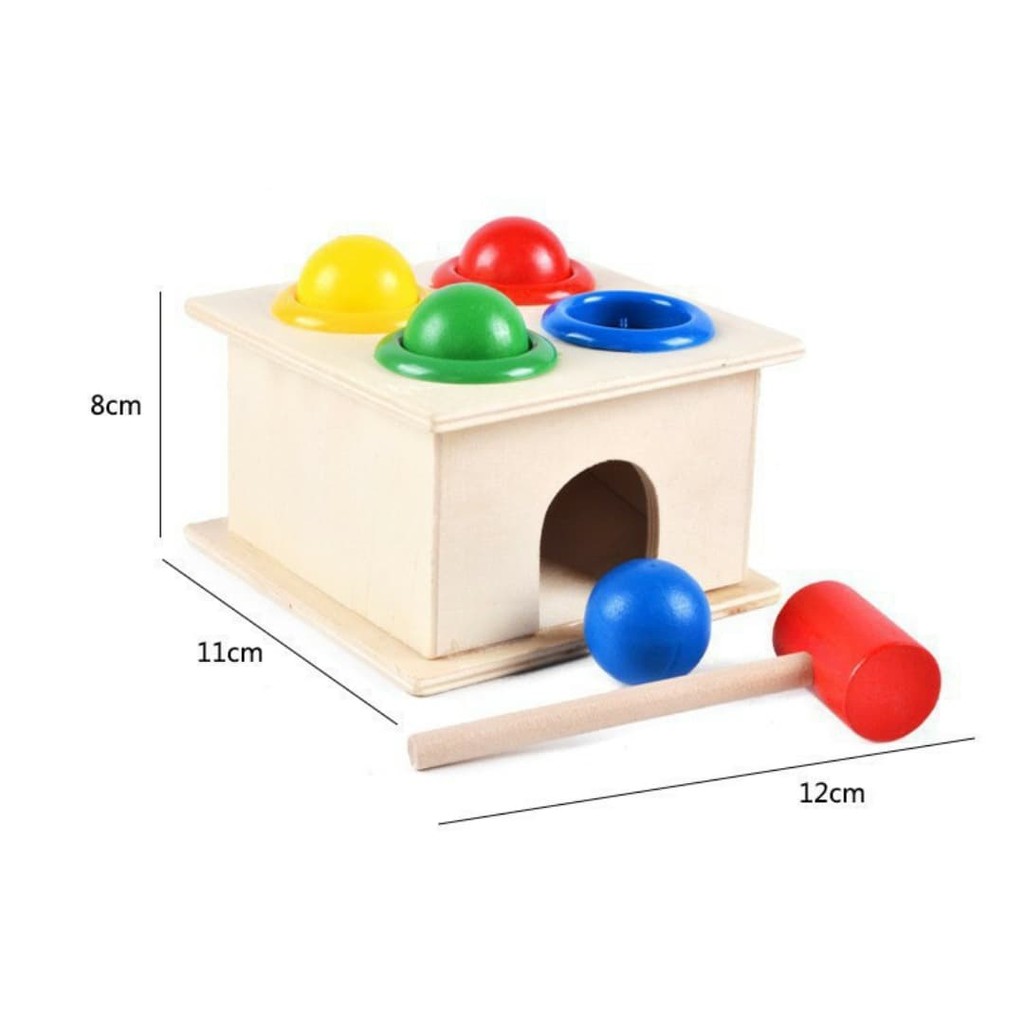 Đồ chơi hộp đập bóng búa gỗ và 4 bóng vui nhộn cho bé