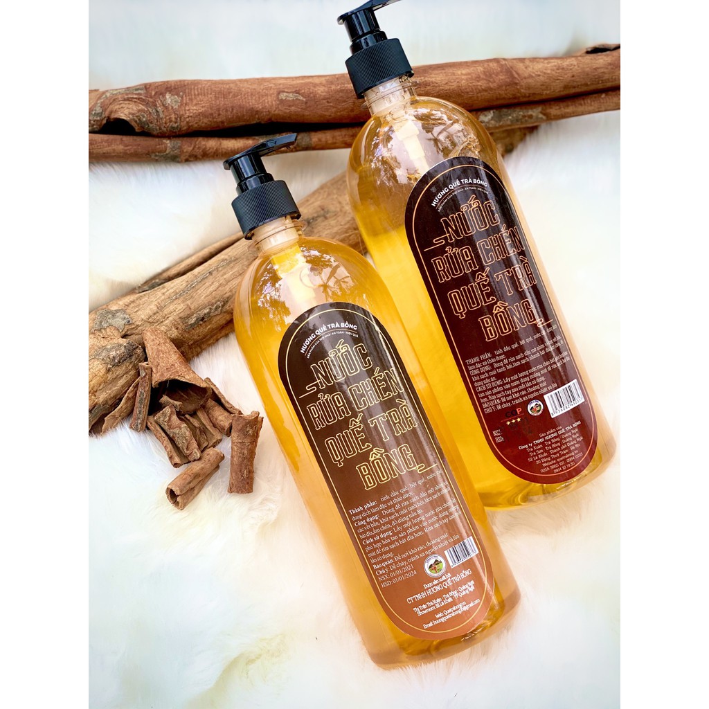 Nước Rửa Chén Hữu Cơ Dứa/ Quế - Hương Quế Trà Bồng 1000ml An Toàn Cho Da Tay, Rửa Sạch Vết Bẩn