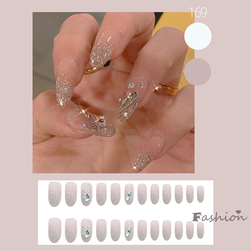 Set 24 Móng Tay Giả Sáng Bóng Thiết Kế Ngọt Ngào