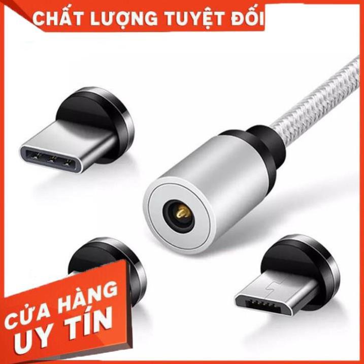 [ BÁN NHIỀU NHẤT ]Cáp sạc từ hút nam châm đầu Iphone | micro USB | Type C xoay 360 độ dây dù,có LED cao cấp