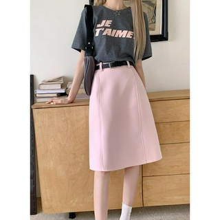 66919 phong cách mới phù hợp với váy màu hồng mid-length váy thẳng