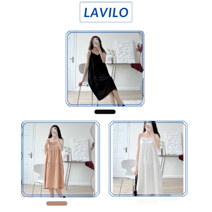 Váy 2 dây dáng dài suông Maxi ulzzang dự tiệc đi chơi mặc nhà chất vải đũi LAVILO Đ01