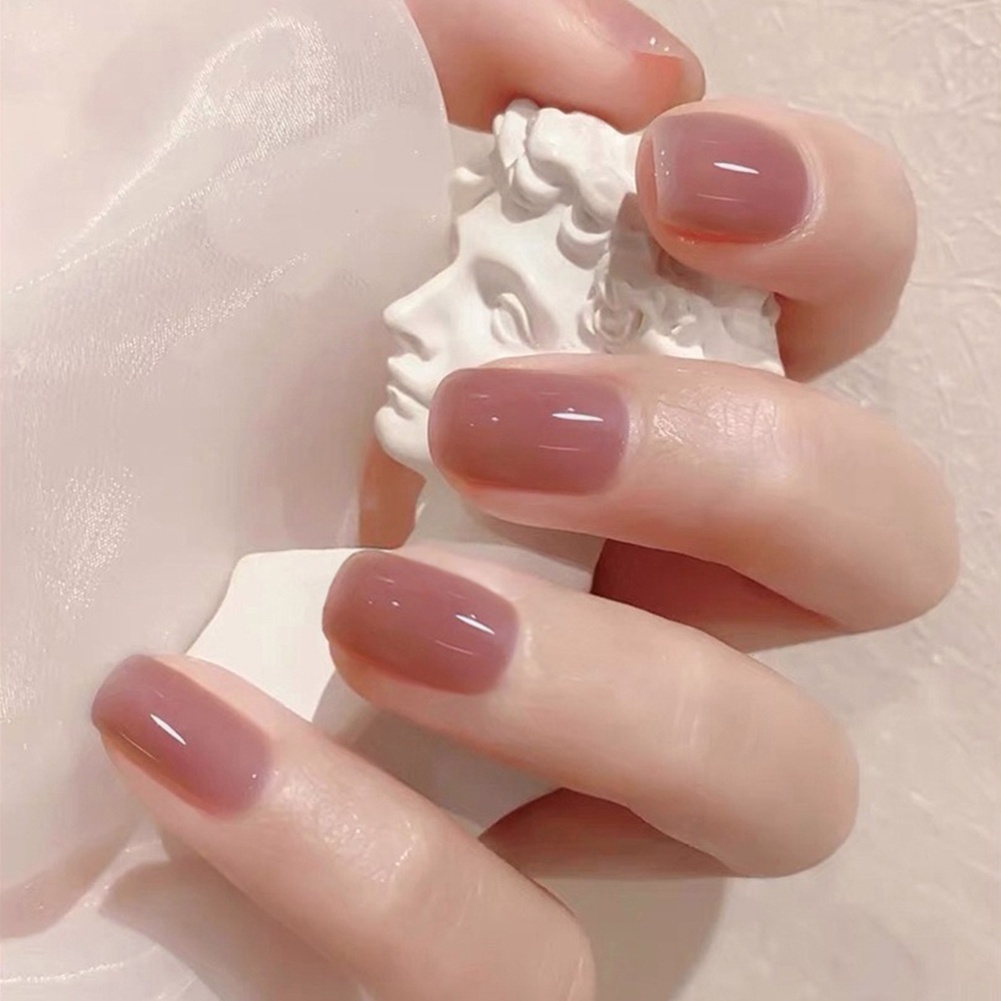 YADORNOS Set 24 móng tay giả YADORNOS dáng ngắn màu hồng thời trang