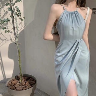 Đầm lụa hai dây xẻ tà hai lớp dáng dài 2946