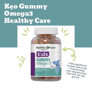 [Hàng chuẩn Úc] Kẹo dẻo bổ sung dầu cá cho bé trên 2 tuổi Healthy care kids gummy omega 3 250 viên của Úc