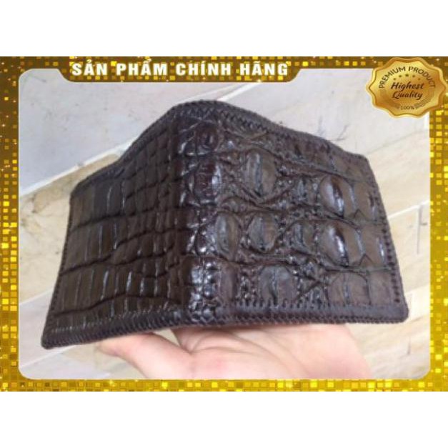 Thẻ BH 12 Tháng -  Ví Da Cá Sấu Đan Tay Nâu Đất ( 1 mặt ) . Hàng Cao Cấp, xịn, Rẻ, Đẹp