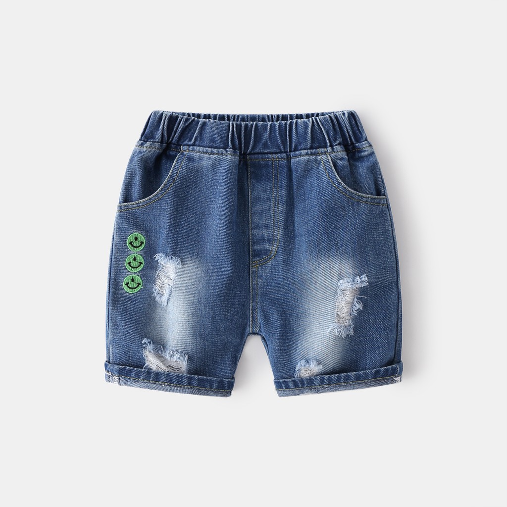 Quần Jean cho bé WELLKIDS quần short Jean họa tiết phối rách chất bò mềm hàng xuất Âu Mỹ