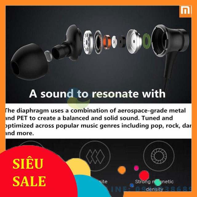 Tai nghe xiaomi piston lite 2017 black dây 1.1m có jack 3.5mm có mic vỏ nhôm nguyên khối màu ngẫu nhiên - BH 6