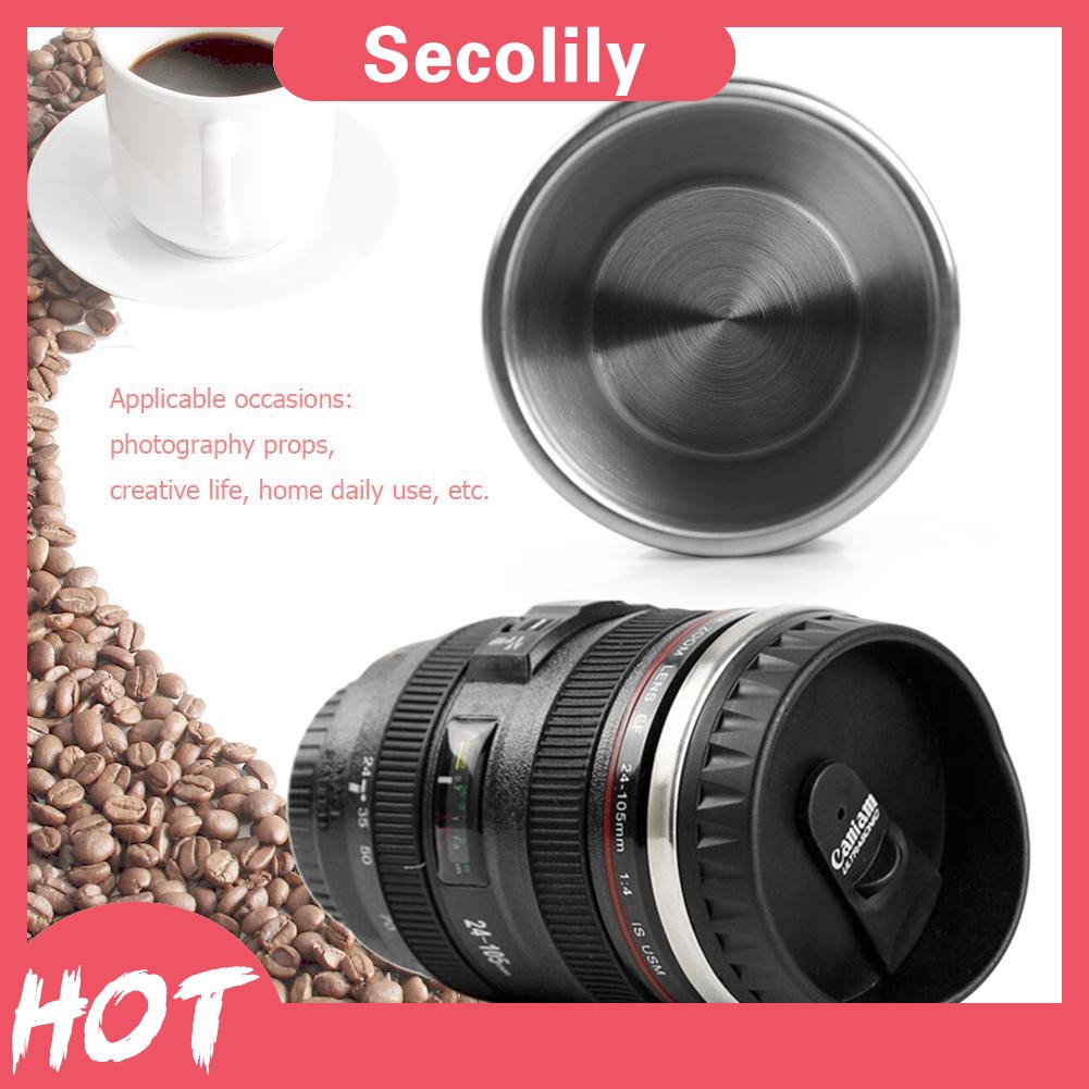 New 350mL Camera Lens Shape Coffee Tea Mug with Lid Vacuum Flasks Thermal Cup