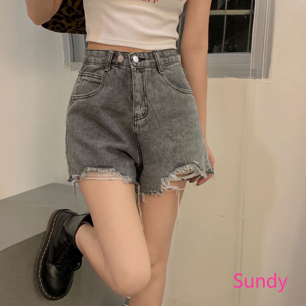 Quần Short Denim Lưng Cao Thời Trang Mùa Hè Có Size Lớn Dành Cho Nữ