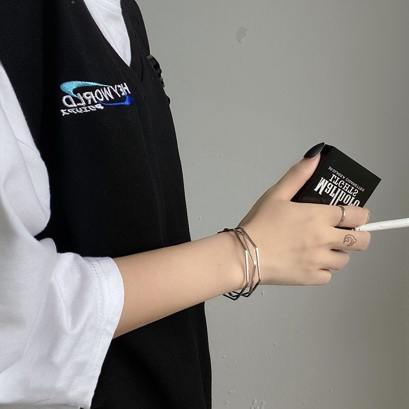 Vòng tay nam nữ - lắc tay mạ bạc S925 hình đa giác 3D cá tính