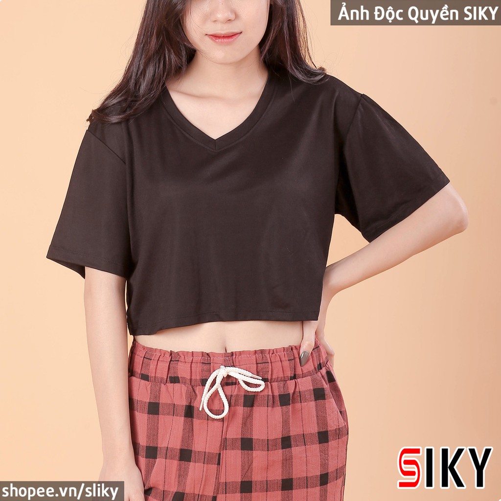 Áo croptop form rộng cổ tim - SIKY