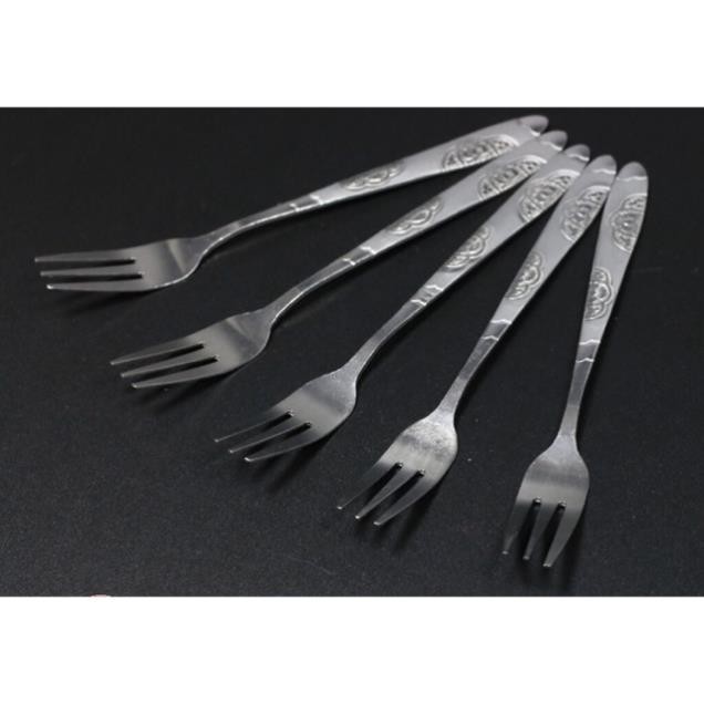 (Freeship) Bộ 10 nĩa inox hoạ tiết loại 1
