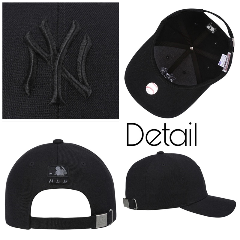 Nón MLB NY full đen basic có khóa chính hãng