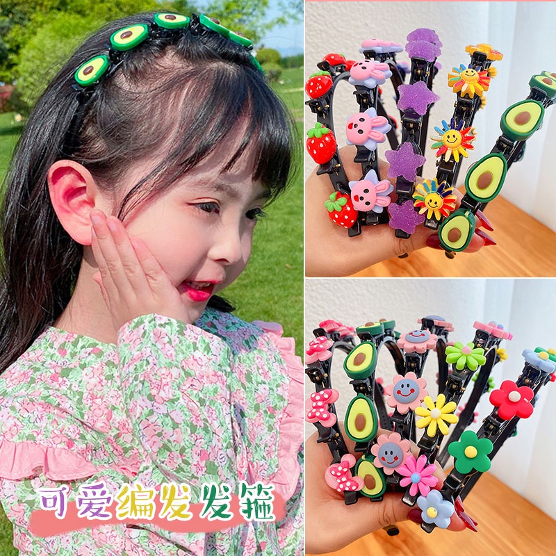 Băng Đô Cài Tóc Đính Hoa Hoạt Hình Phong Cách Hàn Quốc Cho Bé Gái