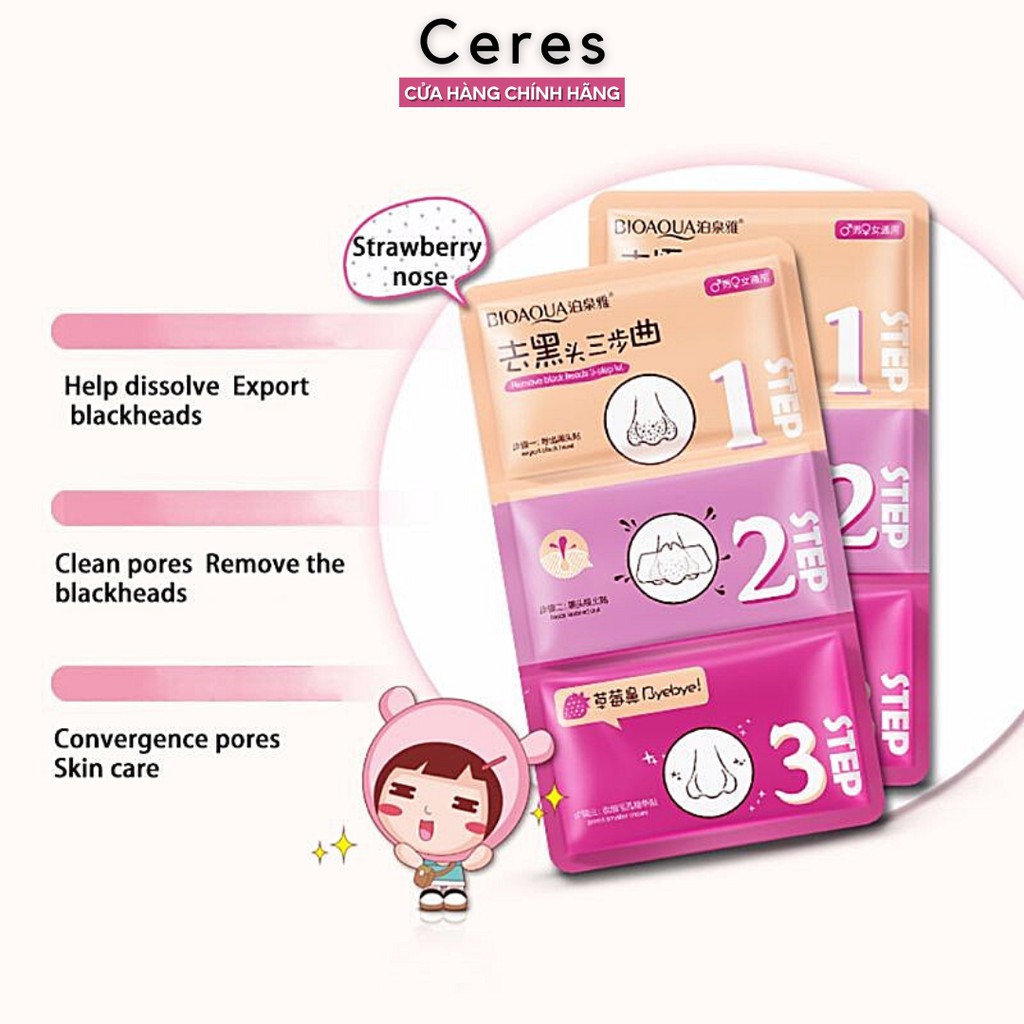 Giá sỉ Lột Mụn Đầu Đen, Lột Mụn Mũi 3 Bước Bioaqua