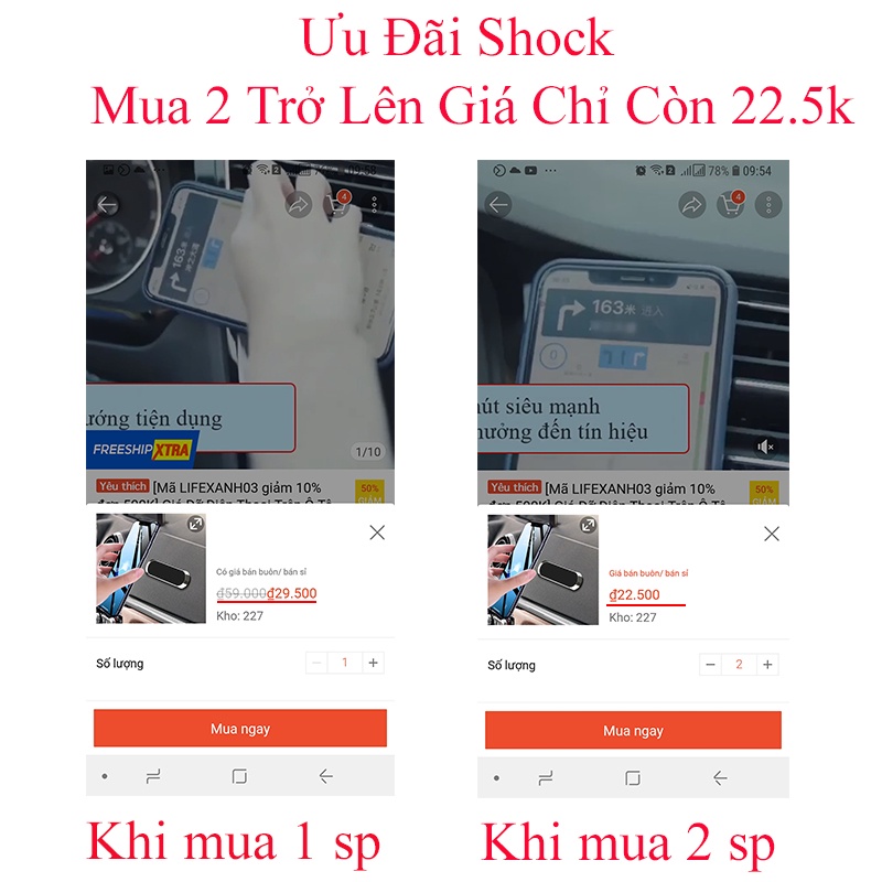 [Mã LIFEAU5SALE giảm 10% đơn 50K] Giá Đỡ Điện Thoại Trên Ô Tô - Kẹp Điện Thoại Ô Tô, Xe Máy Hít Nam Châm Cực Chắc