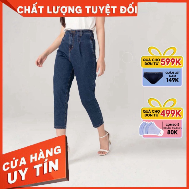 Quần Jean Yody Nữ Baggy Cạp Liền Co Giãn - SIÊU HOT