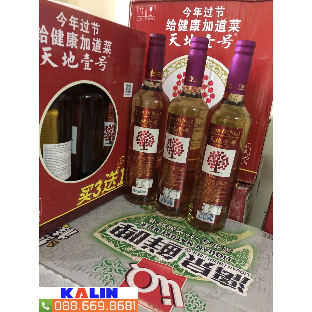 Tian Di No.1 - Set 4 chai 650ml nước uống giấm táo lên men hữu cơ làm đẹp da, giảm cân (hàng nhập khẩu)