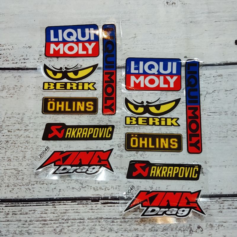 Decal tem dán tổng hợp mẫu Hot hiện nay Thỏ điên, Durex, Liquimoly, Nos, RCB, Ohlins... tem có khả năng chịu nước tốt