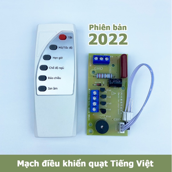 Bộ vỉ mạch quạt điều khiển từ xa cho quạt có kèm remote 2020 BẢN TIẾNG VIỆT 6 NÚT
