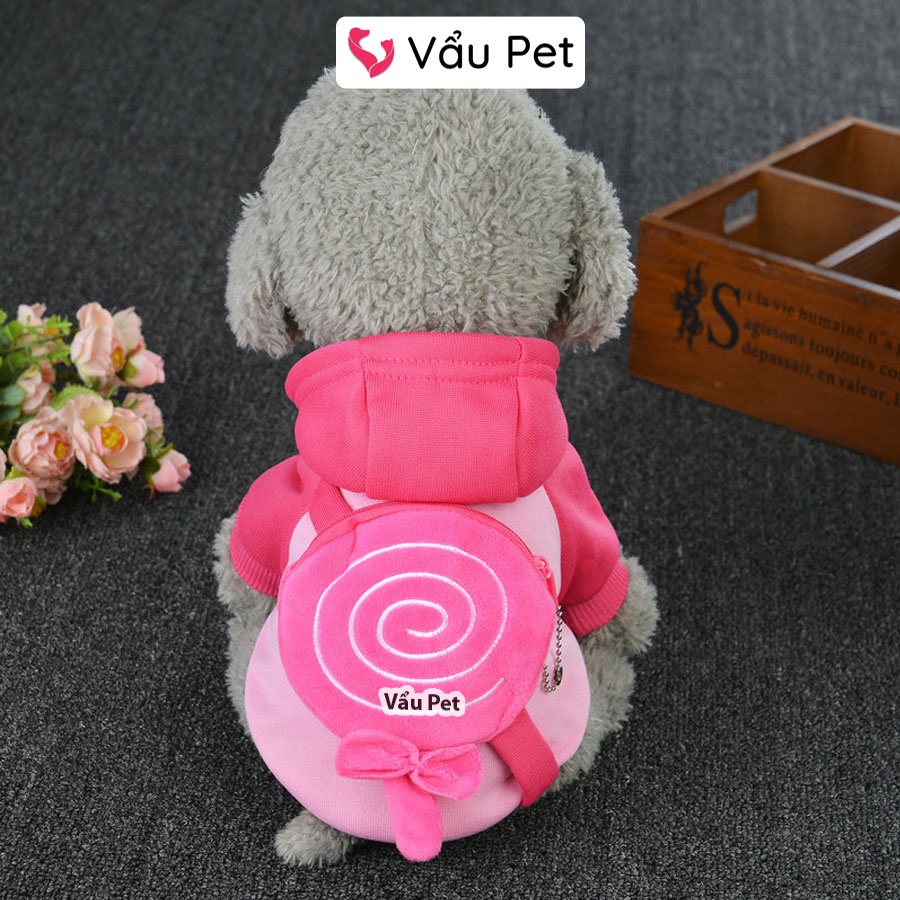 Áo cho chó mèo Nỉ kèm balo ngộ nghĩnh mùa đông - Quần áo cho chó poodle, con, lớn, mèo, thú cưng Vẩu Pet Shop