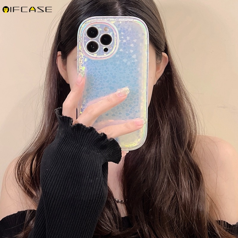 Ốp Điện Thoại Màu Laser Chống Sốc Họa Tiết Trái Tim Cho iPhone 13 12 11 Pro Max