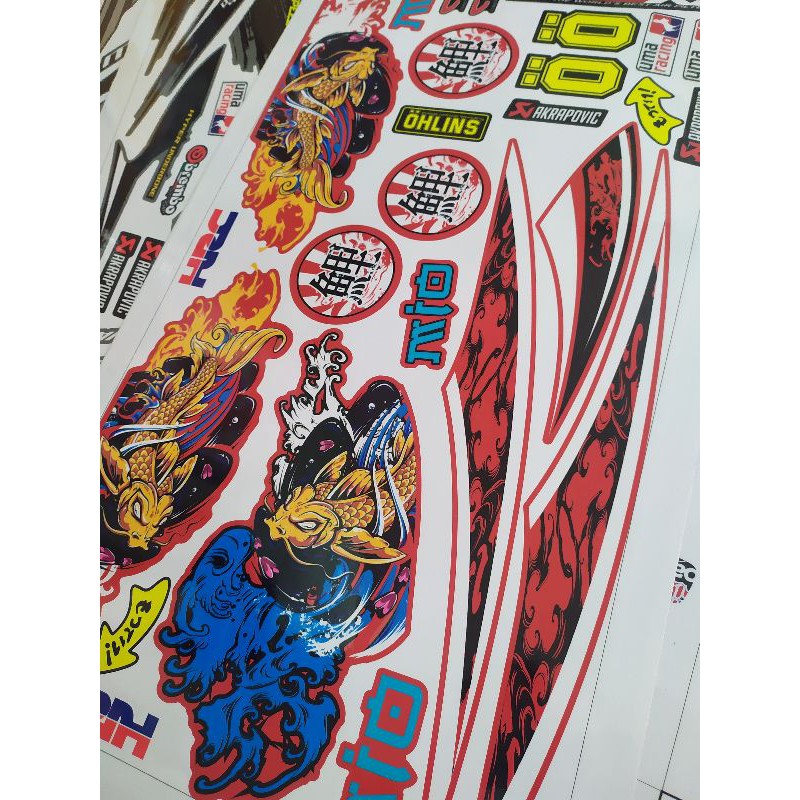 Tem Rời Mio Cá Chép Xe Đỏ - Tặng Logo