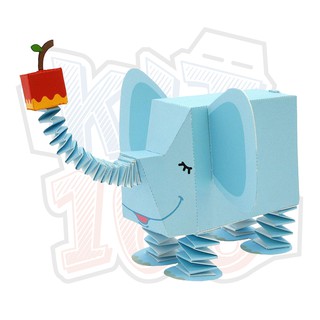 Mô hình giấy động vật Voi ăn táo