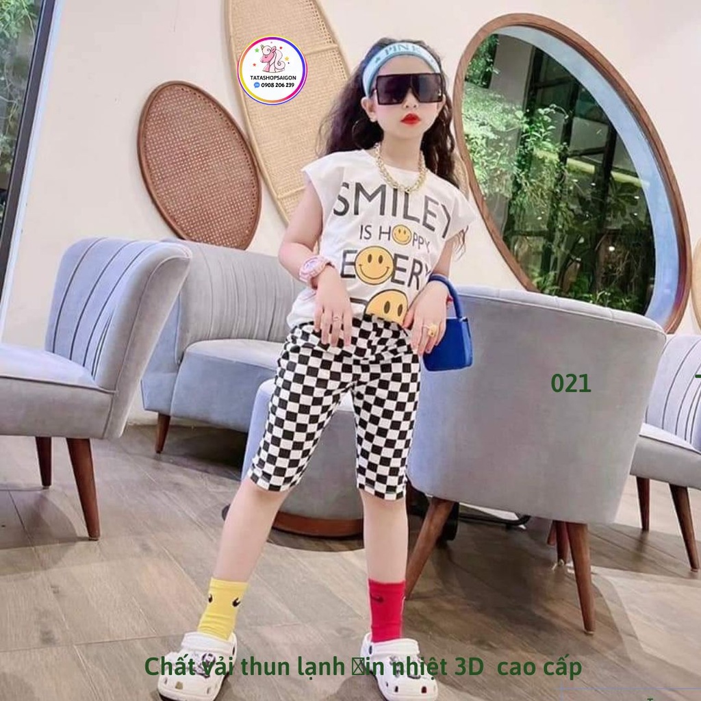 Bộ ngố bé gái size đại thun lạnh in hoạ tiết hoạt hình sành điệu 20 đến 38kg 021