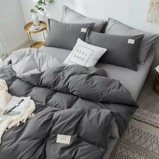 Bộ Chăn Ga Gối Cotton Tici Ghi Đậm Nhạt Nhập Khẩu