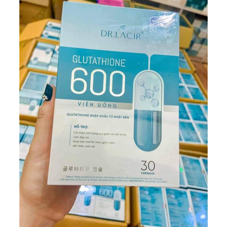 Viên uống Nám trắng da Glutathion 600, Ngăn Ngừa Nám, Chống Lão Hóa Hộp 30V