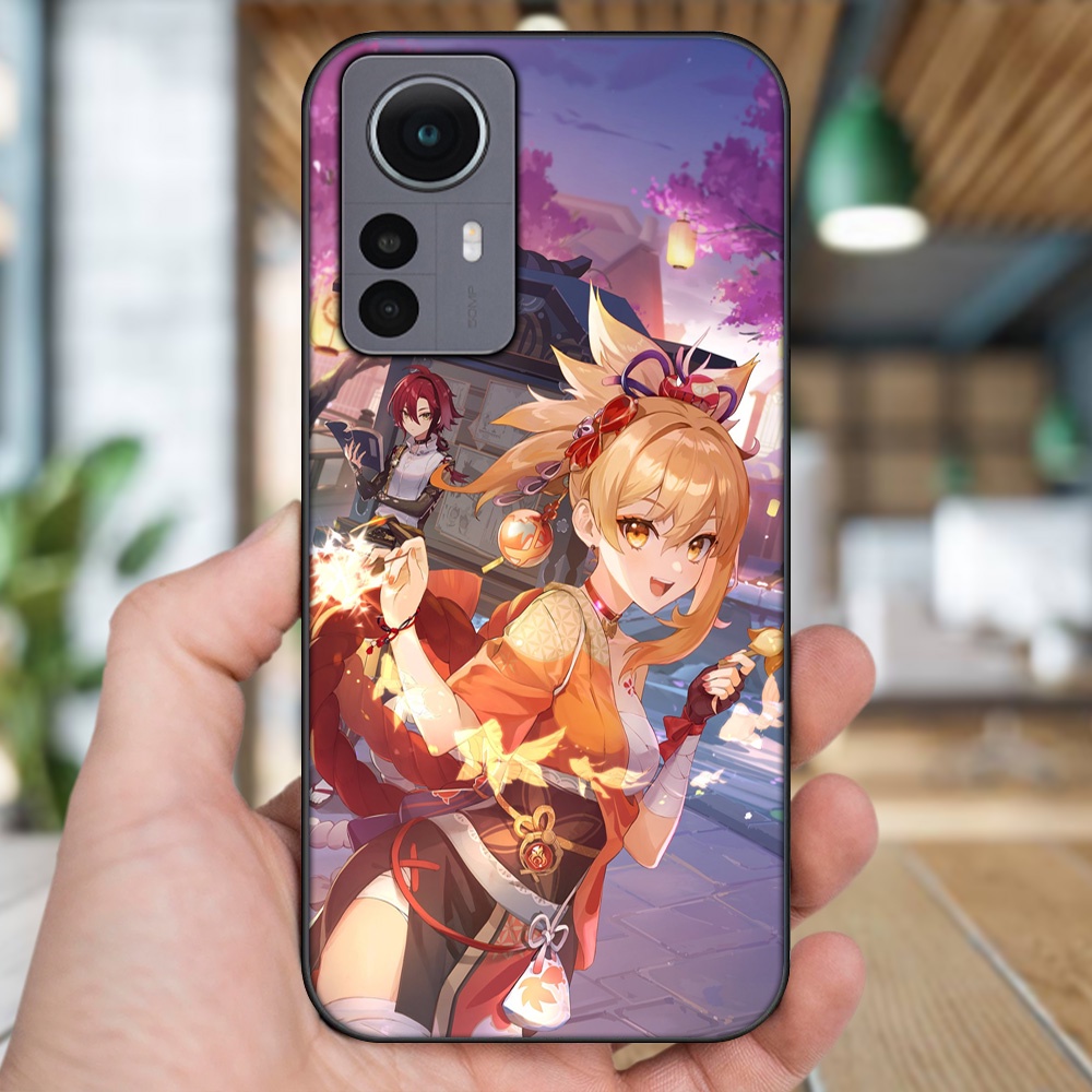 Ốp lưng Xiaomi 12 viền đen in hình Yoimiya Genshin Impact