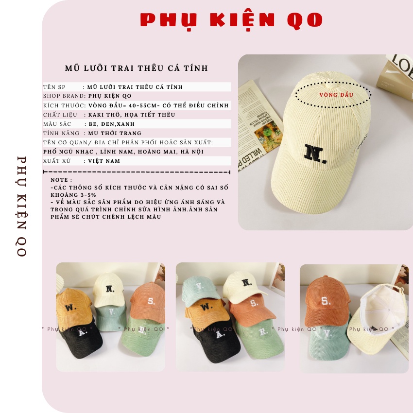 Mũ lưỡi trai , nón kết thêu chữ Cái cá tính - CAP23