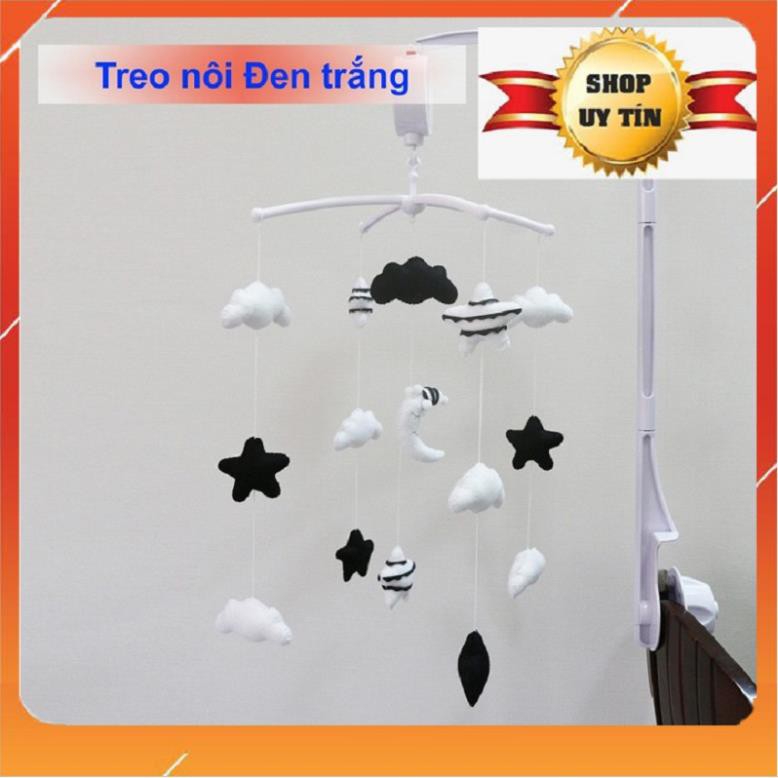 [RẺ NHẤT SHOPEE]  Treo Nôi Đen Trắng Khung J+  Hộp Nhạc 35 Bài Hát Kích Thích Thị giác (Dành cho Trẻ Sơ Sinh)