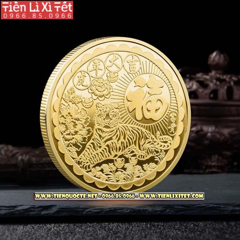 [ Quà tặng tết 2022 ] Đồng xu in hình con cọp năm Nhâm dần May mắn phong thủy hút tài lộc