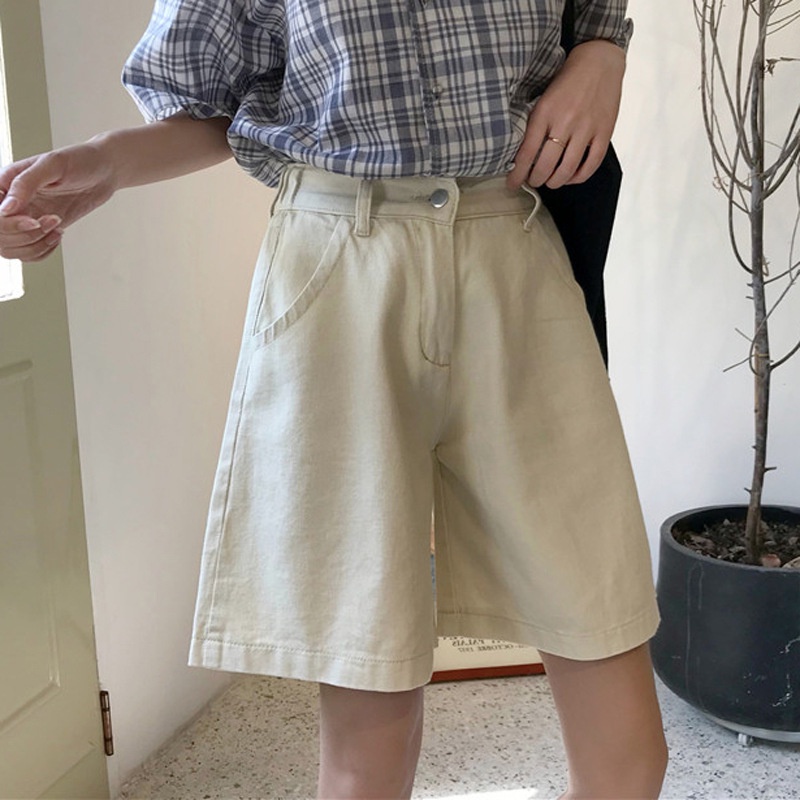 Quần short nữ, quần Jean Ống Rộng Lưng Cao GÀI EO Ulzzang Unisex mặc lên cực tôn dáng