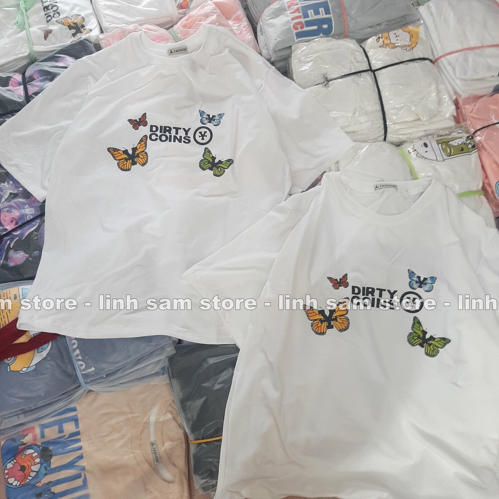 Áo thun nữ tay lỡ freesize phông form rộng dáng Unisex, mặc cặp, nhóm, lớp in hình BƯỚM COIN | BigBuy360 - bigbuy360.vn