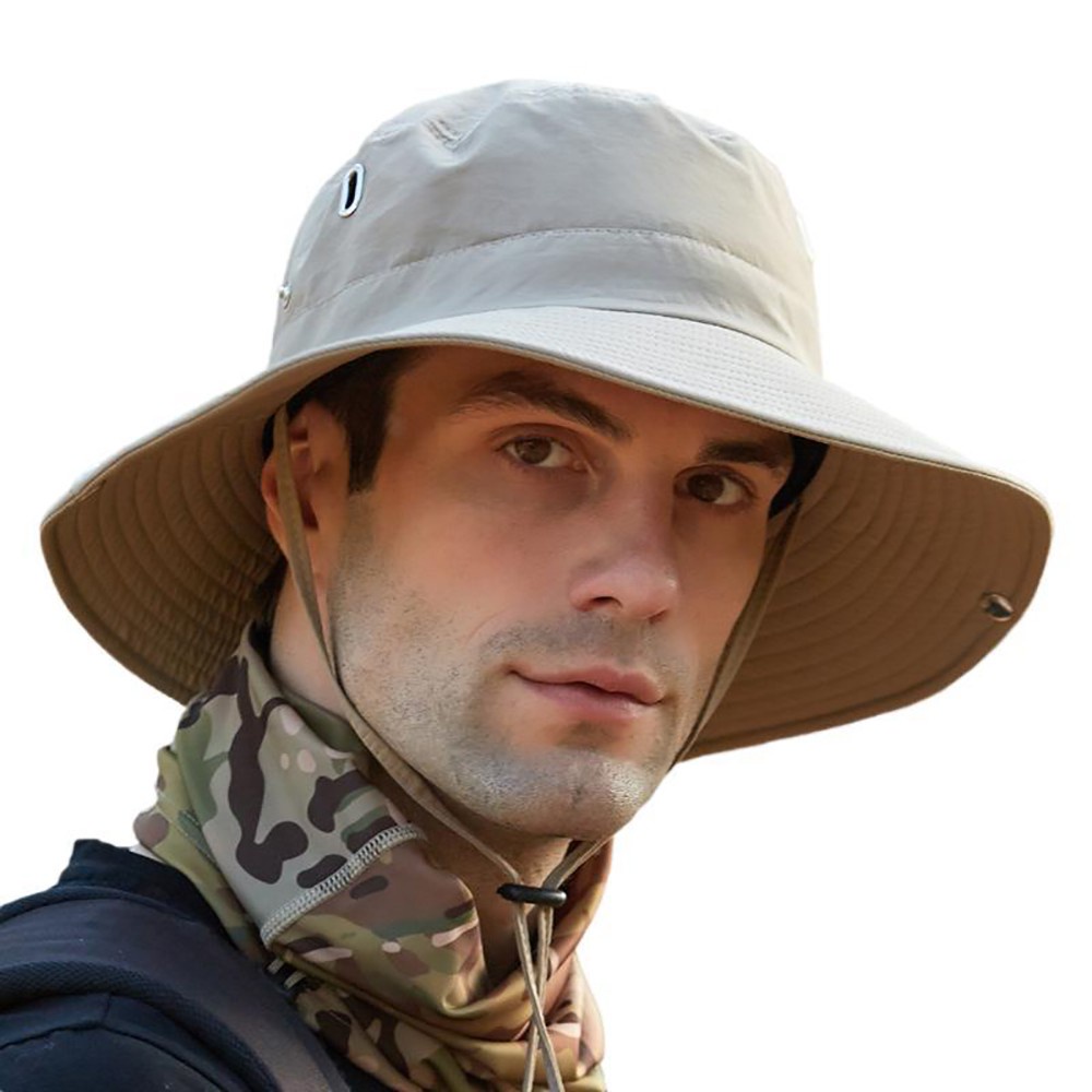 Nón Tai Bèo Màu Trơn Thoáng Khí Có Dây Rút Thời Trang Cho Nam