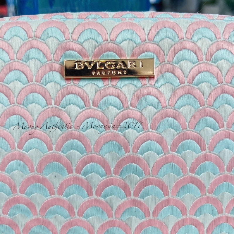 Bóp đựng mỹ phẩm BVLgari auth tone hồng xanh pastel